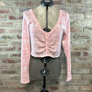 Colsie soft pink winter crop top large